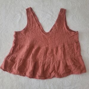 GAP Women's Sleeveless Blouse 100% Cotton Flowy Terracotta Size L Cropped